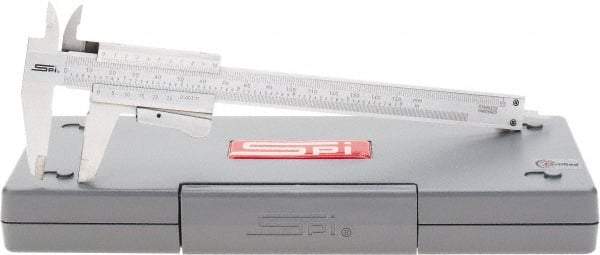 SPI - 0 to 150mm Stainless Steel Vernier Caliper - 0.02mm Graduation, 1.57" Jaw Depth, 0.001" Accuracy, Includes NIST Traceability Certificate - Industrial Tool & Supply