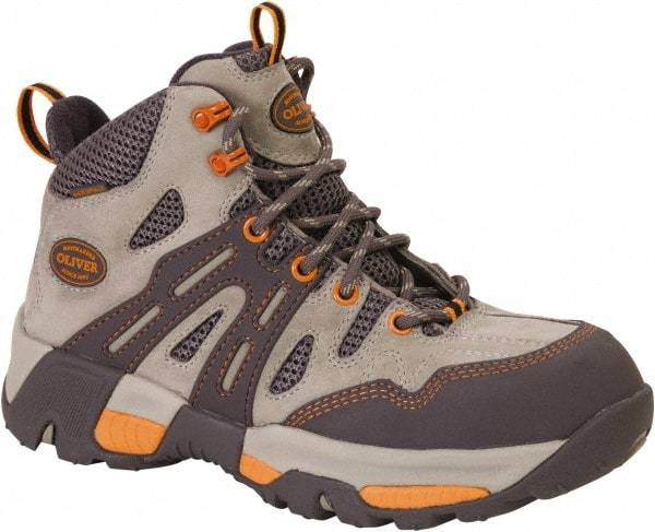OLIVER - Women's Medium Width Steel Industrial Hiker - Tan, Orange, Leather Upper, Rubber Outsole, 5" High, Lace-Up - Industrial Tool & Supply