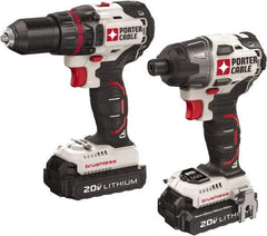Porter-Cable - 20 Volt Cordless Tool Combination Kit - Includes 1/2" Brushless Drill/Driver & 1/4" Brushless Impact Driver, Lithium-Ion Battery Included - Industrial Tool & Supply