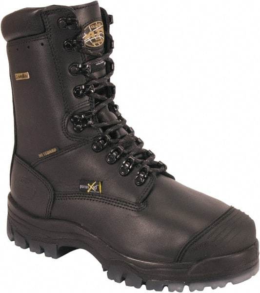 OLIVER - Men's Size 9 Wide Width Composite Work Boot - Black, Leather Upper, Rubber Outsole, 14" High, Lace-Up, Waterproof - Industrial Tool & Supply