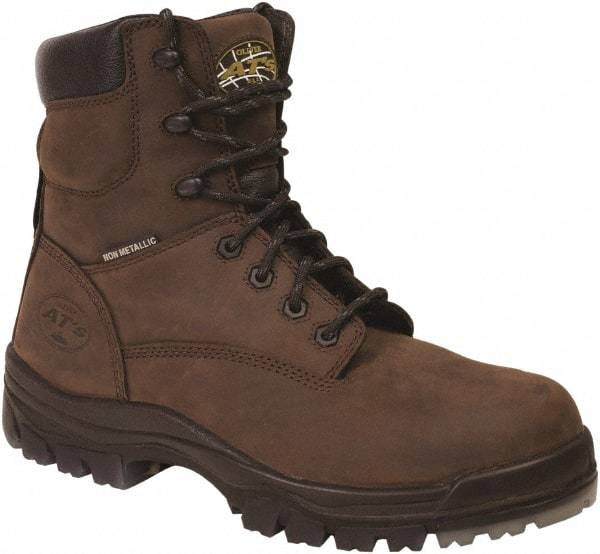 OLIVER - Men's Size 8.5 Wide Width Plain Work Boot - Brown, Leather Upper, Rubber Outsole, 6" High, Lace-Up - Industrial Tool & Supply