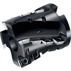 Walter - 4" Cut Diam, 1-1/2" Arbor Diam, 77mm Max Depth of Cut, Indexable Square-Shoulder Face Mill - 90° Lead Angle, 80mm High, LDM.170408R & SDM.120408 Insert Compatibility, Through Coolant, Series M4258 - Industrial Tool & Supply