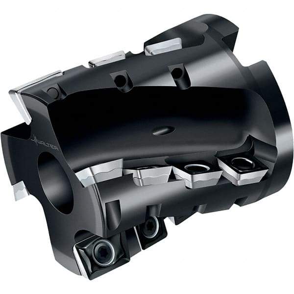 Walter - 3" Cut Diam, 1-1/4" Arbor Diam, 67mm Max Depth of Cut, Indexable Square-Shoulder Face Mill - 90° Lead Angle, 80mm High, LDM.170408R & SDM.120408 Insert Compatibility, Through Coolant, Series M4258 - Industrial Tool & Supply