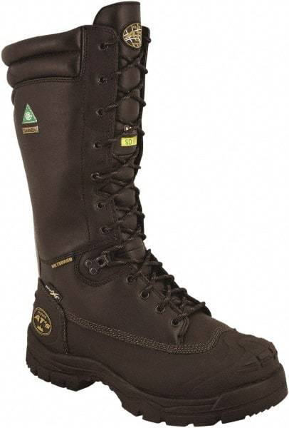 OLIVER - Men's Size 8 Wide Width Steel Work Boot - Black, Leather Upper, Rubber Outsole, 14" High, Lace-Up, Waterproof - Industrial Tool & Supply