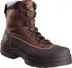 OLIVER - Men's Size 8 Wide Width Steel Work Boot - Brown, Leather Upper, Rubber Outsole, 6" High, Lace-Up - Industrial Tool & Supply