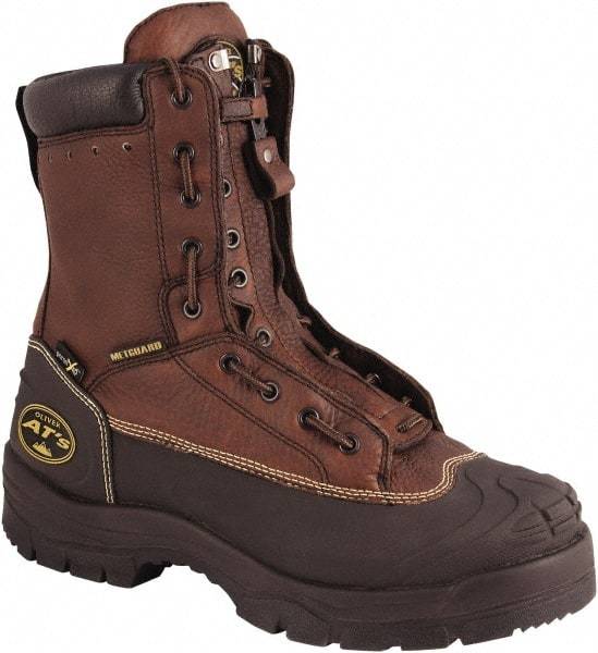 OLIVER - Men's Size 11 Wide Width Steel Work Boot - Brown, Leather Upper, Rubber Outsole, 8" High, Lace-Up - Industrial Tool & Supply