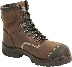 OLIVER - Men's Size 7.5 Wide Width Steel Work Boot - Brown, Leather Upper, Polyurethane/Rubber Outsole, 6" High, Lace-Up - Industrial Tool & Supply