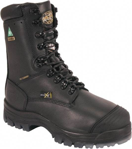 OLIVER - Men's Size 10.5 Wide Width Composite Work Boot - Black, Leather Upper, Rubber Outsole, 8" High, Lace-Up, Waterproof - Industrial Tool & Supply