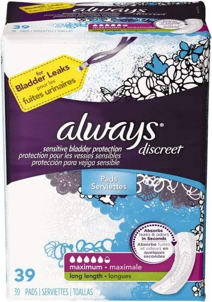 Always - Folded Sanitary Napkins - Long, Maximum Protection - Industrial Tool & Supply