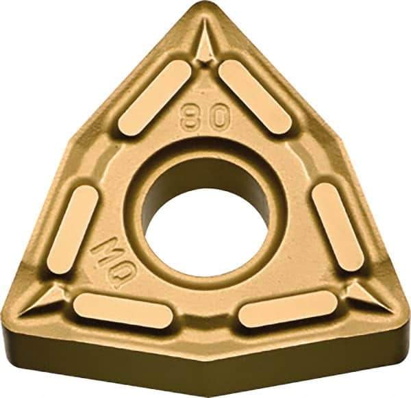 Kyocera - WNMG432 MQ Grade CA6525 Carbide Turning Insert - TiCN/Al2O3/TiN Finish, 80° Trigon, 1/2" Inscr Circle, 3/16" Thick, 1/32" Corner Radius - Industrial Tool & Supply