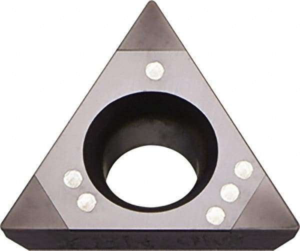 Kyocera - TPGB221 Grade KBN10M CBN Turning Insert - Megacoat Finish, 60° Triangle, 1/4" Inscr Circle, 1/8" Thick, 1/64" Corner Radius - Industrial Tool & Supply
