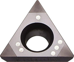 Kyocera - TPGB221 Grade KBN10M CBN Turning Insert - Megacoat Finish, 60° Triangle, 1/4" Inscr Circle, 1/8" Thick, 1/64" Corner Radius - Industrial Tool & Supply