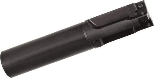 Kyocera - 32mm Max Cut Diam, 25mm Shank Diam, 144mm OAL, Indexable Countersink - 64mm LOC, 3 Square Inserts, SPMT090304E-Z & SPMT090308E-Z Insert Style, Negative Rake, Series MEF - Industrial Tool & Supply