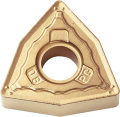 Kyocera - WNMG432 PG Grade PV720 Cermet Turning Insert - TiCN (Megacoat Nano) Finish, 80° Trigon, 1/2" Inscr Circle, 3/16" Thick, 1/32" Corner Radius - Industrial Tool & Supply