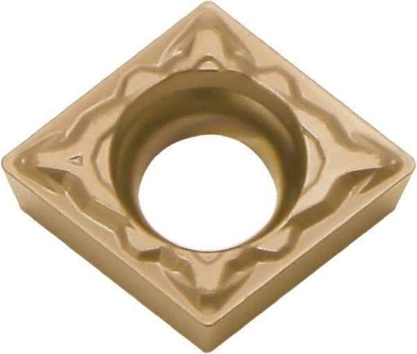 Kyocera - CCMT32.51 PP Grade PV720 Cermet Turning Insert - TiCN (Megacoat Nano) Finish, 80° Diamond, 3/8" Inscr Circle, 5/32" Thick, 1/64" Corner Radius - Industrial Tool & Supply