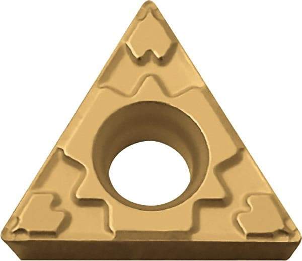 Kyocera - TPMT321 GP Grade PV720 Cermet Turning Insert - TiCN (Megacoat Nano) Finish, 60° Triangle, 3/8" Inscr Circle, 1/8" Thick, 1/64" Corner Radius - Industrial Tool & Supply
