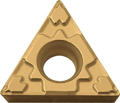 Kyocera - TPMT321 GP Grade PV720 Cermet Turning Insert - TiCN (Megacoat Nano) Finish, 60° Triangle, 3/8" Inscr Circle, 1/8" Thick, 1/64" Corner Radius - Industrial Tool & Supply