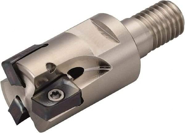 Kyocera - 16mm Cut Diam, 10mm Max Depth of Cut, 43mm OAL, Indexable Square Shoulder End Mill - LOMU 1004..ER-GH, LOMU 1004..ER-GM, LOMU 1004..ER-SM Inserts, M8 Modular Connection, 90° Lead Angle, Through Coolant, Series M-Four - Industrial Tool & Supply