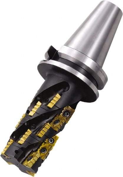 Kyocera - 8 Inserts, 80mm Cut Diam, 14mm Arbor Diam, 45mm Max Depth of Cut, Indexable Square-Shoulder Face Mill - 90° Lead Angle, 70mm High, APMT 2506 Insert Compatibility - Industrial Tool & Supply