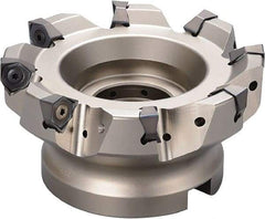 Kyocera - 4 Inserts, 80mm Cut Diam, 13mm Arbor Diam, 8mm Max Depth of Cut, Indexable Square-Shoulder Face Mill - 0° Lead Angle, 50mm High, WNMU 0806 Insert Compatibility, Through Coolant, Series M-Six - Industrial Tool & Supply