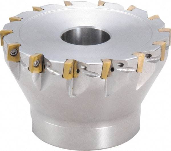 Kyocera - 8 Inserts, 32mm Cut Diam, 8.5mm Arbor Diam, 6mm Max Depth of Cut, Indexable Square-Shoulder Face Mill - 0° Lead Angle, 40mm High, BDMT 0703 Insert Compatibility, Through Coolant - Industrial Tool & Supply