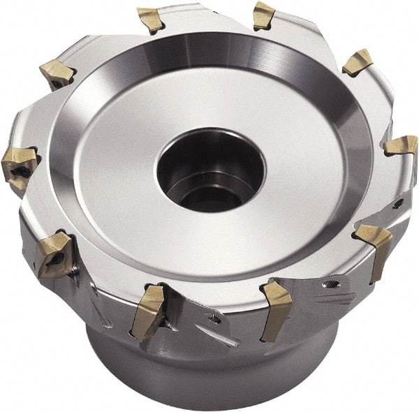 Kyocera - 9 Inserts, 125mm Cut Diam, 32mm Arbor Diam, 15.7mm Max Depth of Cut, Indexable Square-Shoulder Face Mill - 0° Lead Angle, 63mm High, BDMT 1704 Insert Compatibility, Through Coolant - Industrial Tool & Supply