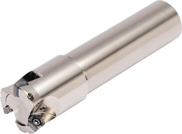 Kyocera - 25mm Cut Diam, 1.5mm Max Depth, 25mm Shank Diam, Weldon Shank Indexable High-Feed End Mill - Screw Holding Method, SOMT 100420ER-.. Insert, MFH Toolholder, Through Coolant - Industrial Tool & Supply