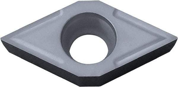 Kyocera - DCMT32.52 Grade PV7005 Cermet Turning Insert - TiC/TiN (Megacoat) Finish, 55° Diamond, 3/8" Inscr Circle, 5/32" Thick, 1/32" Corner Radius - Industrial Tool & Supply