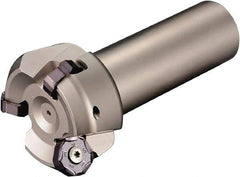 Kyocera - 45° Lead Angle, 2.31" Max Cut Diam, 2" Min Cut Diam, 0.23" Max Depth of Cut, Indexable Chamfer and Angle End Mill - 3 Inserts, PNEU 1205, PNMU 1205 Insert Style, 3.6" Overall Length, Straight Shank - Industrial Tool & Supply