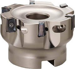 Kyocera - 8 Inserts, 4" Cut Diam, 0.59" Max Depth of Cut, Indexable Square-Shoulder Face Mill - 0° Lead Angle, 1.969" High, LOMU 1505..ER-GH, LOMU 1505..ER-GM & LOMU 1505..ER-SM Insert Compatibility, Through Coolant, Series M-Four - Industrial Tool & Supply