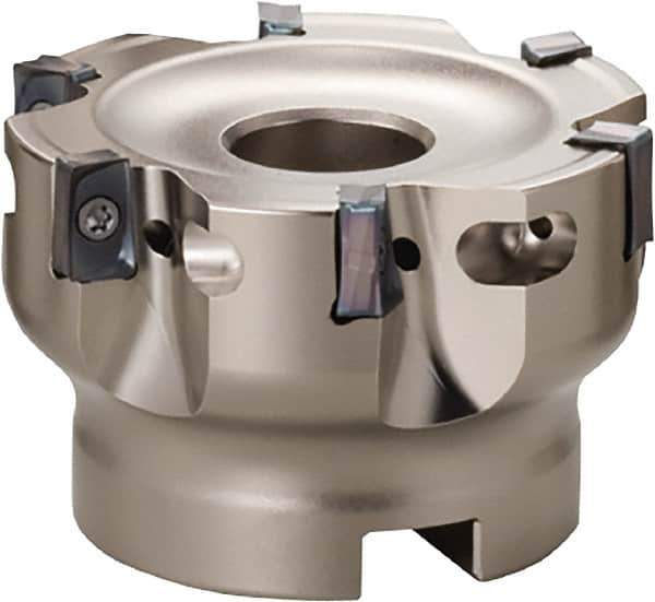 Kyocera - 6 Inserts, 63mm Cut Diam, 11mm Arbor Diam, 10mm Max Depth of Cut, Indexable Square-Shoulder Face Mill - 0° Lead Angle, 40mm High, LOMU 1004..ER-GH, LOMU 1004..ER-GM & LOMU 1004..ER-SM Insert Compatibility, Through Coolant, Series M-Four - Industrial Tool & Supply