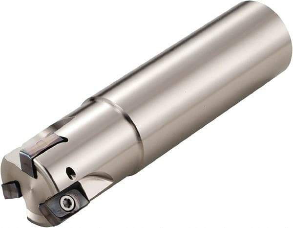 Kyocera - 5/8" Cut Diam, 0.393" Max Depth of Cut, 5/8" Shank Diam, 6" OAL, Indexable Square Shoulder End Mill - LOMU 1004..ER-GH, LOMU 1004..ER-GM, LOMU 1004..ER-SM Inserts, Cylindrical Shank, 90° Lead Angle, Through Coolant, Series M-Four - Industrial Tool & Supply