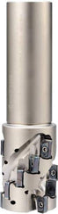 Kyocera - 1-1/2" Cut Diam, 1.811" Max Depth of Cut, 1-1/4" Shank Diam, 4.61" OAL, Indexable Square Shoulder Helical End Mill - LOMU 1004..ER-GH, LOMU 1004..ER-GM, LOMU 1004..ER-SM Inserts, Weldon Shank, 90° Lead Angle, Through Coolant, Series M-Four - Industrial Tool & Supply