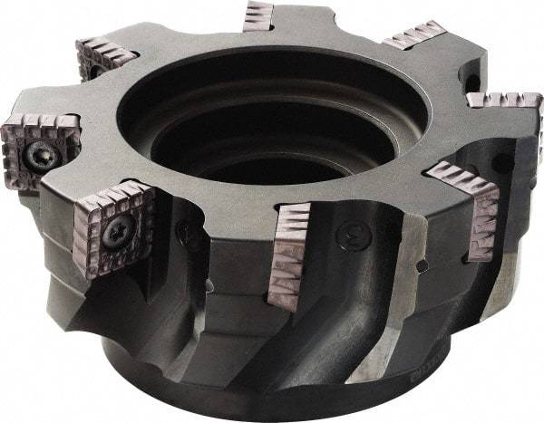 Kyocera - 4 Inserts, 80mm Cut Diam, 13mm Arbor Diam, 16.5mm Max Depth of Cut, Indexable Square-Shoulder Face Mill - 90° Lead Angle, 60mm High, SPMT1806 Insert Compatibility - Industrial Tool & Supply