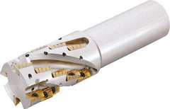 Kyocera - 2" Cut Diam, 2.91" Max Depth of Cut, 1-1/2" Shank Diam, 6.26" OAL, Indexable Square Shoulder Helical End Mill - BDMT 170408ER-N3, BDMT 170408ER-N4 Inserts, Weldon Shank, 90° Lead Angle - Industrial Tool & Supply