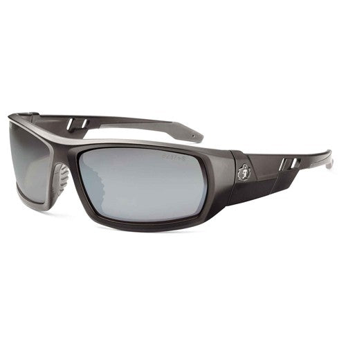 Odin Silver Mirror Lens Matte Black Safety Glasses - Industrial Tool & Supply