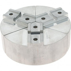 Abbott Workholding Products - 6" Max Chuck Capacity, Serrated Interface, Round Soft Lathe Chuck Jaw - 3 Jaw, Aluminum, 42.88mm Btw Mount Hole Ctrs, 6" Wide, 2" High, 18.75mm Groove, 5/16" Fastener - Industrial Tool & Supply