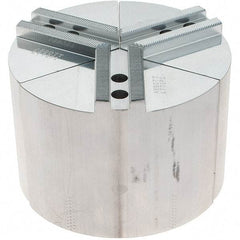 Abbott Workholding Products - 6" Max Chuck Capacity, 1.5mm x 60° Serrated Interface, Round Soft Lathe Chuck Jaw - 3 Jaw, Aluminum, 0.7874" Btw Mount Hole Ctrs, 6" Wide, 4" High, 10mm Fastener - Industrial Tool & Supply