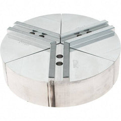 Abbott Workholding Products - 6" Max Chuck Capacity, 1.5mm x 60° Serrated Interface, Round Soft Lathe Chuck Jaw - 3 Jaw, Aluminum, 0.7874" Btw Mount Hole Ctrs, 8" Wide, 2" High, 10mm Fastener - Industrial Tool & Supply