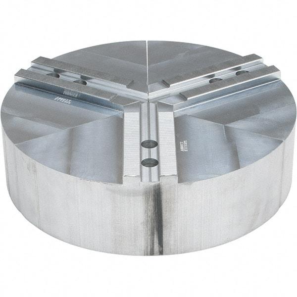 Abbott Workholding Products - 15" Max Chuck Capacity, 1.5mm x 60° Serrated Interface, Round Soft Lathe Chuck Jaw - 3 Jaw, Aluminum, 1.6929" Btw Mount Hole Ctrs, 15" Wide, 4" High, 20mm Fastener - Industrial Tool & Supply