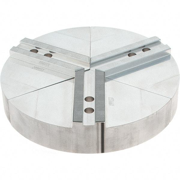 Abbott Workholding Products - 12" Max Chuck Capacity, 1.5mm x 60° Serrated Interface, Round Soft Lathe Chuck Jaw - 3 Jaw, Aluminum, 1.1811" Btw Mount Hole Ctrs, 12" Wide, 2" High, 14mm Fastener - Industrial Tool & Supply