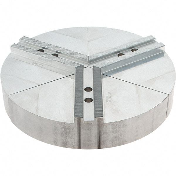 Abbott Workholding Products - 10" Max Chuck Capacity, 1.5mm x 60° Serrated Interface, Round Soft Lathe Chuck Jaw - 3 Jaw, Aluminum, 1.1811" Btw Mount Hole Ctrs, 12" Wide, 2" High, 12mm Fastener - Industrial Tool & Supply