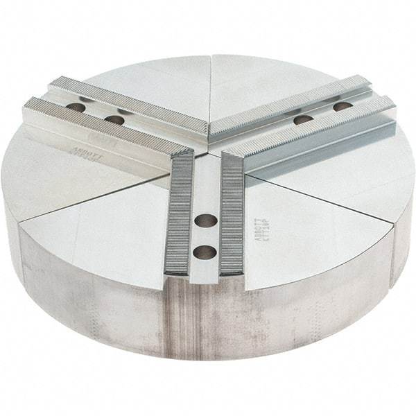 Abbott Workholding Products - 10" Max Chuck Capacity, 1.5mm x 60° Serrated Interface, Round Soft Lathe Chuck Jaw - 3 Jaw, Aluminum, 1.1811" Btw Mount Hole Ctrs, 10" Wide, 2" High, 12mm Fastener - Industrial Tool & Supply