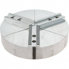 Abbott Workholding Products - 10" Max Chuck Capacity, 1.5mm x 60° Serrated Interface, Round Soft Lathe Chuck Jaw - 3 Jaw, Aluminum, 1.2598" Btw Mount Hole Ctrs, 10" Wide, 2" High, 12mm Fastener - Industrial Tool & Supply