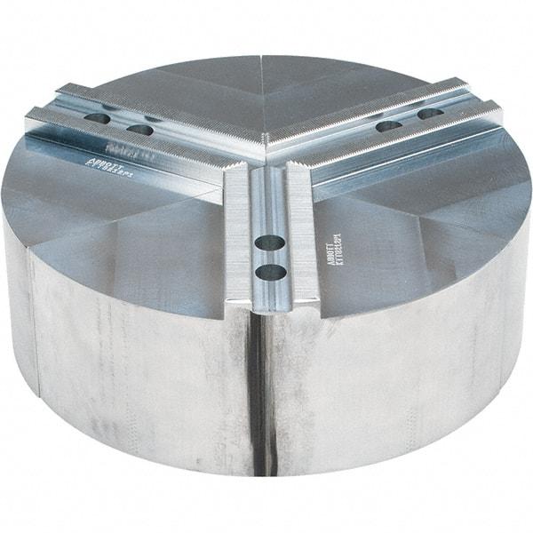 Abbott Workholding Products - 12" Max Chuck Capacity, 1.5mm x 60° Serrated Interface, Round Soft Lathe Chuck Jaw - 3 Jaw, Aluminum, 1.1811" Btw Mount Hole Ctrs, 12" Wide, 4" High, 16mm Fastener - Industrial Tool & Supply