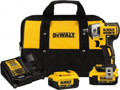 DeWALT - 3/8" Drive 20 Volt Mid-Handle Cordless Impact Wrench & Ratchet - 2,800 RPM, 0 to 3,200 BPM, 150 Ft/Lb Torque, 2 Lithium-Ion Batteries Included - Industrial Tool & Supply