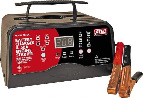 ATEC - 6/12 Volt Automatic Charger - 10 Amps/2 Amps, 50 Starter Amps - Industrial Tool & Supply