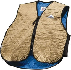 Techniche - Size L, Khaki Cooling Vest - Zipper Front, Nylon, HyperKewl - Industrial Tool & Supply