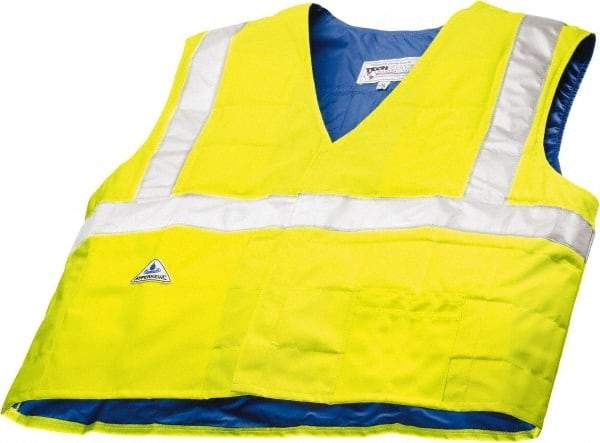 Techniche - Size S/M, High Visibility Lime Cooling Vest - Hook & Loop Front, Polyester, HyperKewl - Industrial Tool & Supply