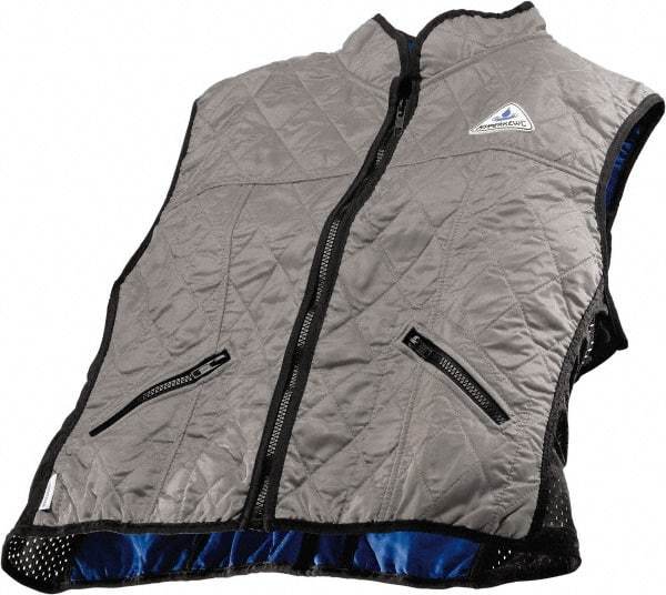 Techniche - Size L, Silver Cooling Vest - Zipper Front, Nylon, HyperKewl - Industrial Tool & Supply